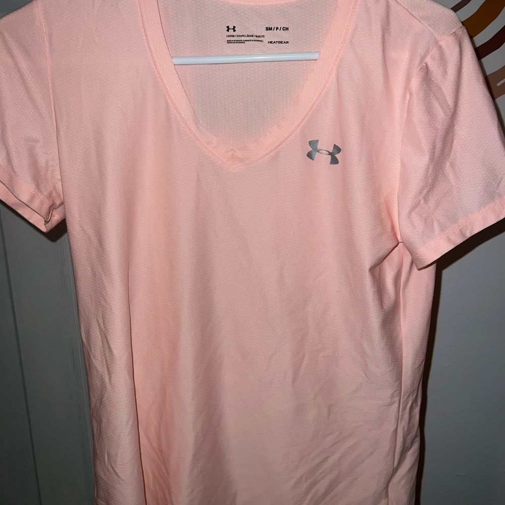 pink under amour athletic women’s shirt
